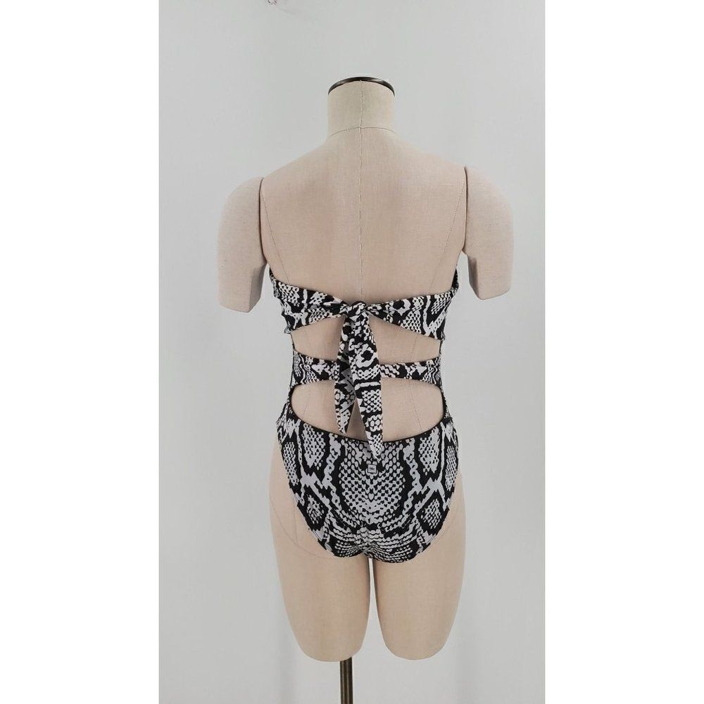Hilo Swimsuit Womens One Piece Strapless Open Back Black White Size Large - Picture 4 of 8